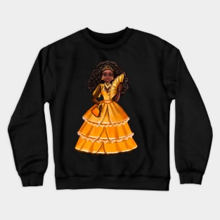 Queen Black Gold  beautiful black woman art Melanin dark brown skin Crewneck Sweatshirt